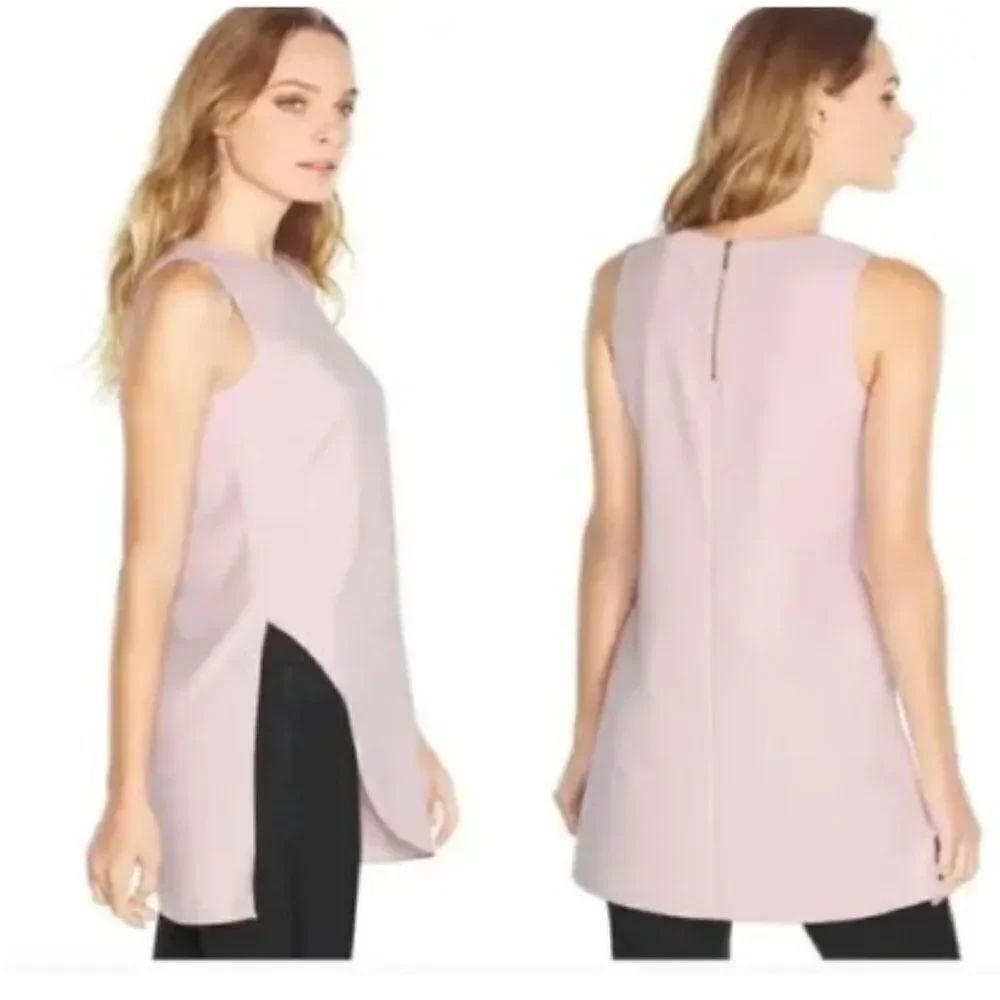 WHITE HOUSE BLACK MARKET Women's Asymmetrical Sleeveless Tunic Top Pink Size 10